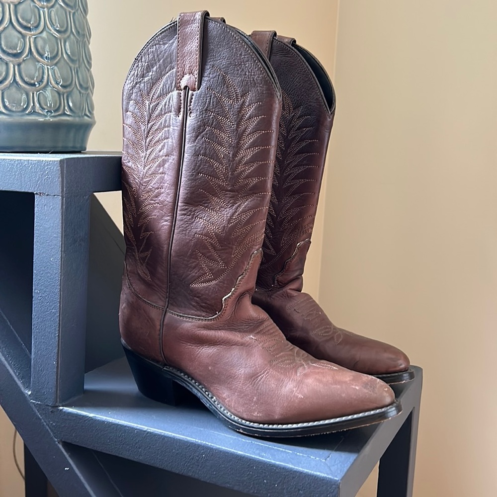 Vintage Justin Leather Boots, Diamond J Cowboy Boots Gem